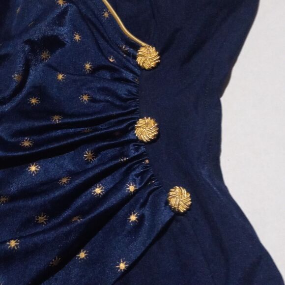 Longitude One Piece Swimsuit-Size 8 Tall-Shelf Bra-Gold Buttons-Stars-Union Made - Picture 4 of 11